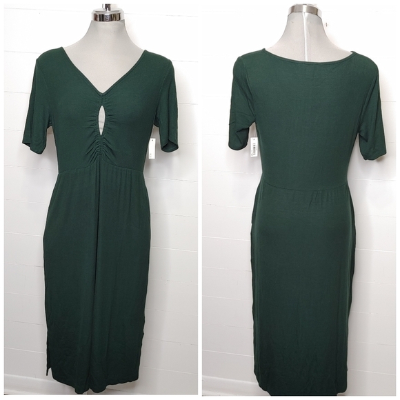 RIBBED keyhole midi dress size M - Picture 2 of 11